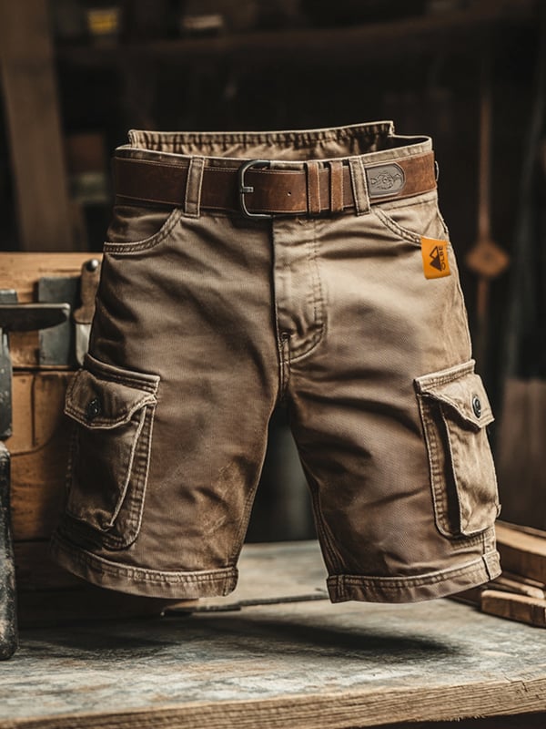 Moxley | Pantalones cortos cargo retro vintage con múltiples bolsillos para hombre