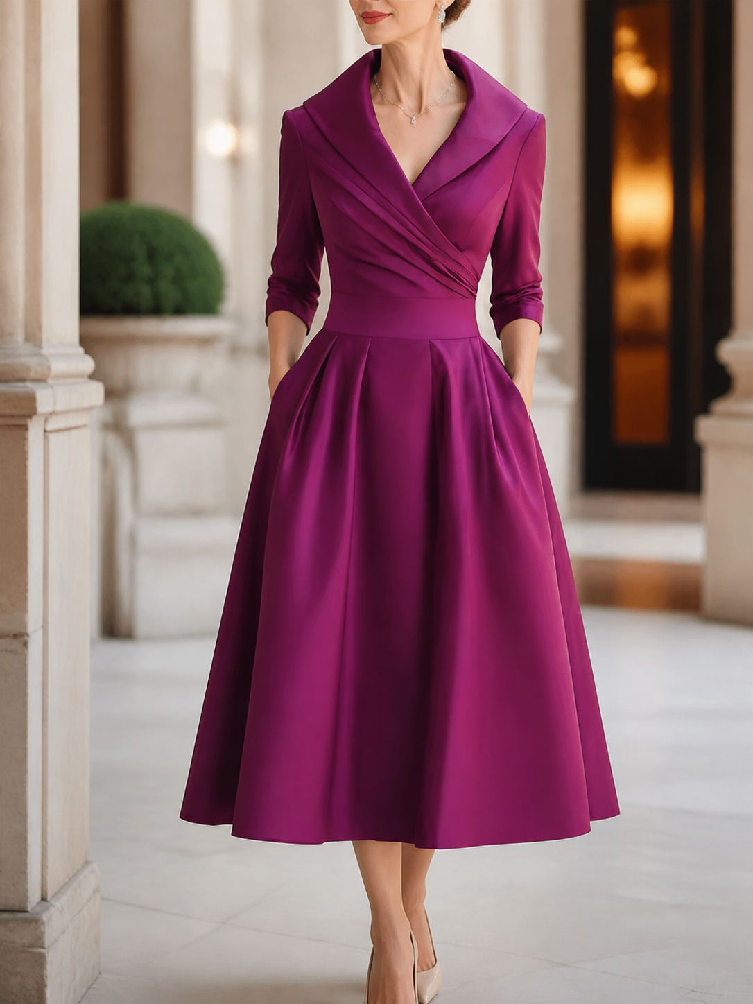 Élodie - Vestido de Mujer midi de satén