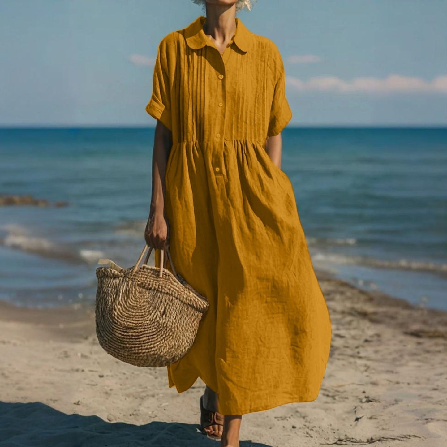 Arianne | Vestido Camisón Fluido de Algodón Elegante para Mujer
