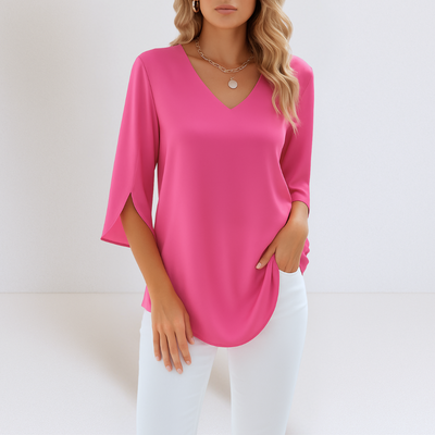 Sophie™ | Elegante blusa con escote en pico y mangas abiertas