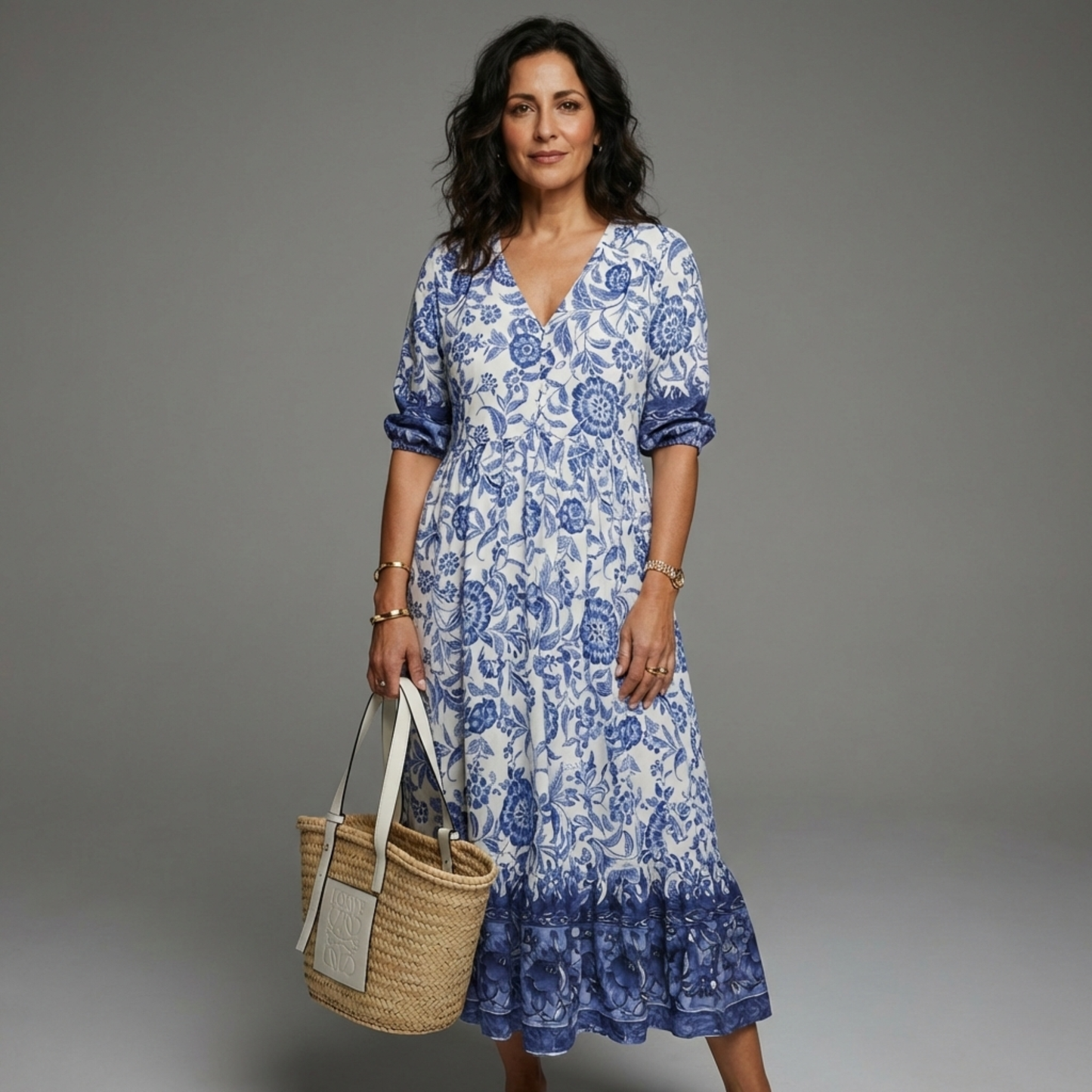 Nora - Vestido veraniego mujer estampado floral con escote V para Mujer