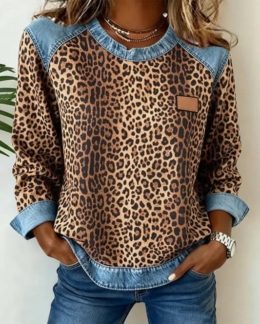 Leo - Camiseta de Mujer con Estampado de Leopardo