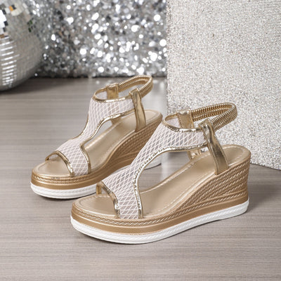 Elegantes sandalias sin cordones para mujer con tacón de cuña