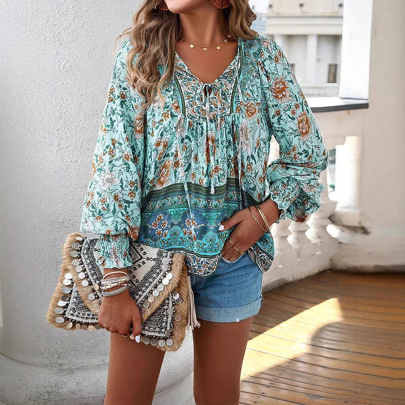 Sarah - Top floral bohemio fluido