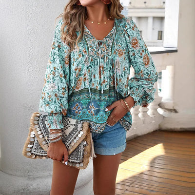 Sarah - Top floral bohemio fluido