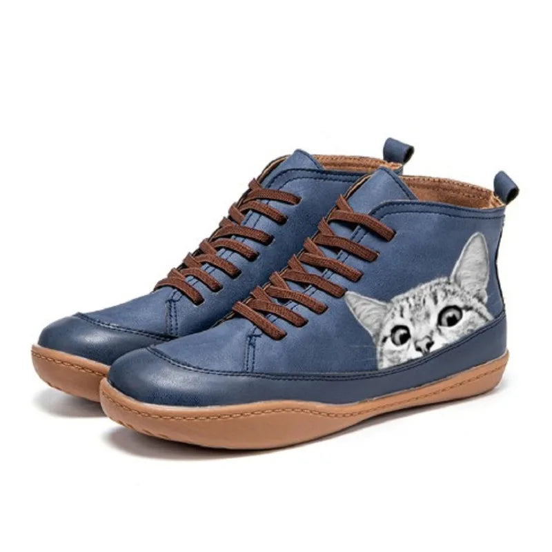 Fenna -  Botines de piel para amantes de los gatos