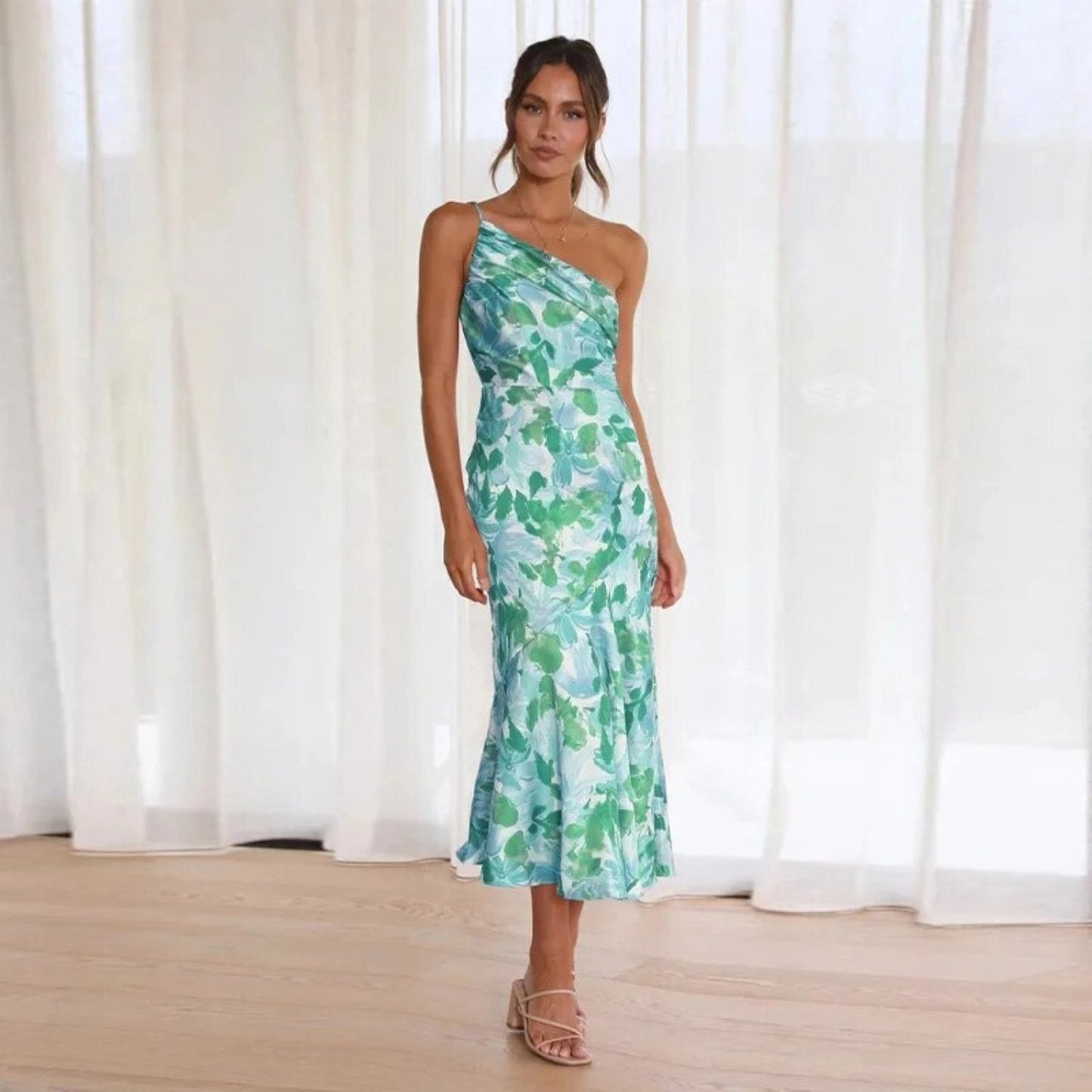 Sienna - Vestido maxi floral asimétrico para mujer