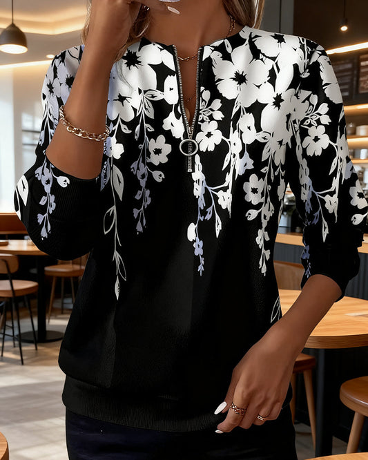 Marci | Sudadera estampada con media cremallera y cuello