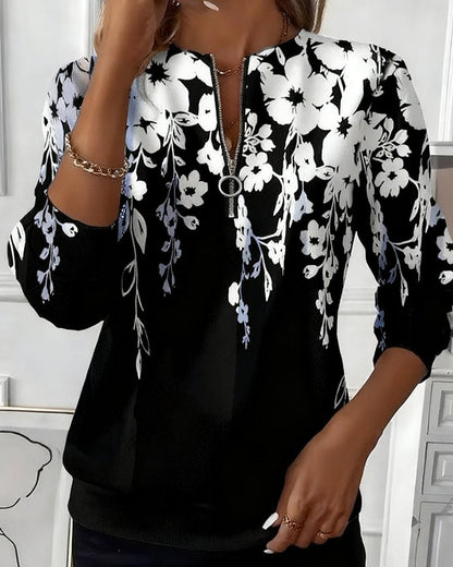Marci | Sudadera estampada con media cremallera y cuello