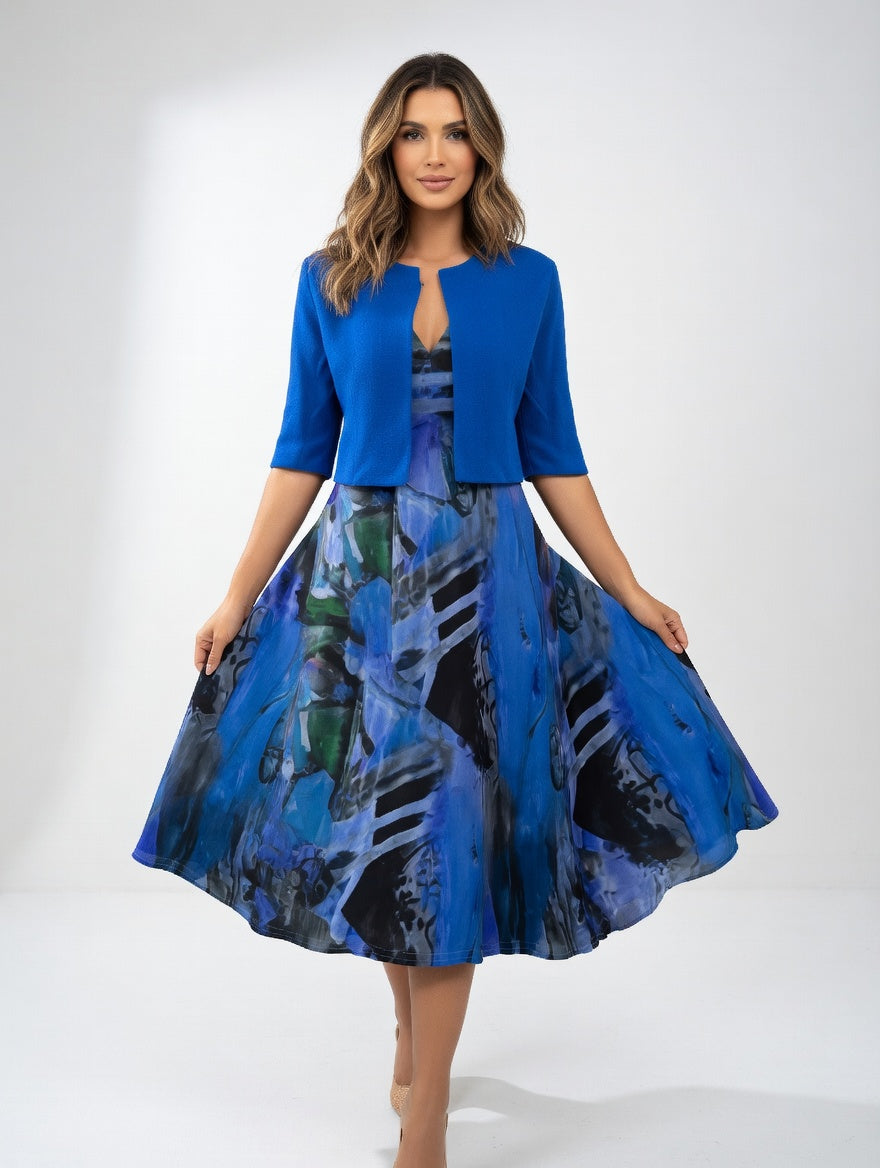Maéliane -  Vestido midi impreso elegante fluido para Mujer