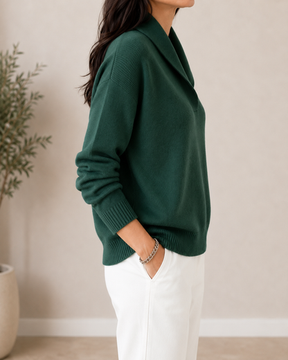 Alejandra - Jersey de Cuello en V Suave para Mujer