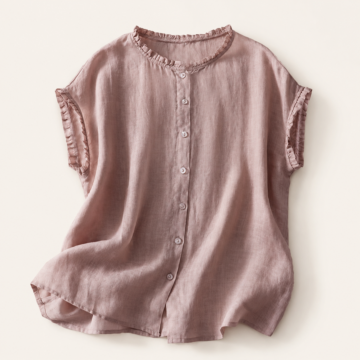 Ines - Blusa de Lino con Encaje para Mujer