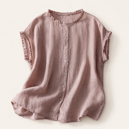 Ines - Blusa de Lino con Encaje para Mujer