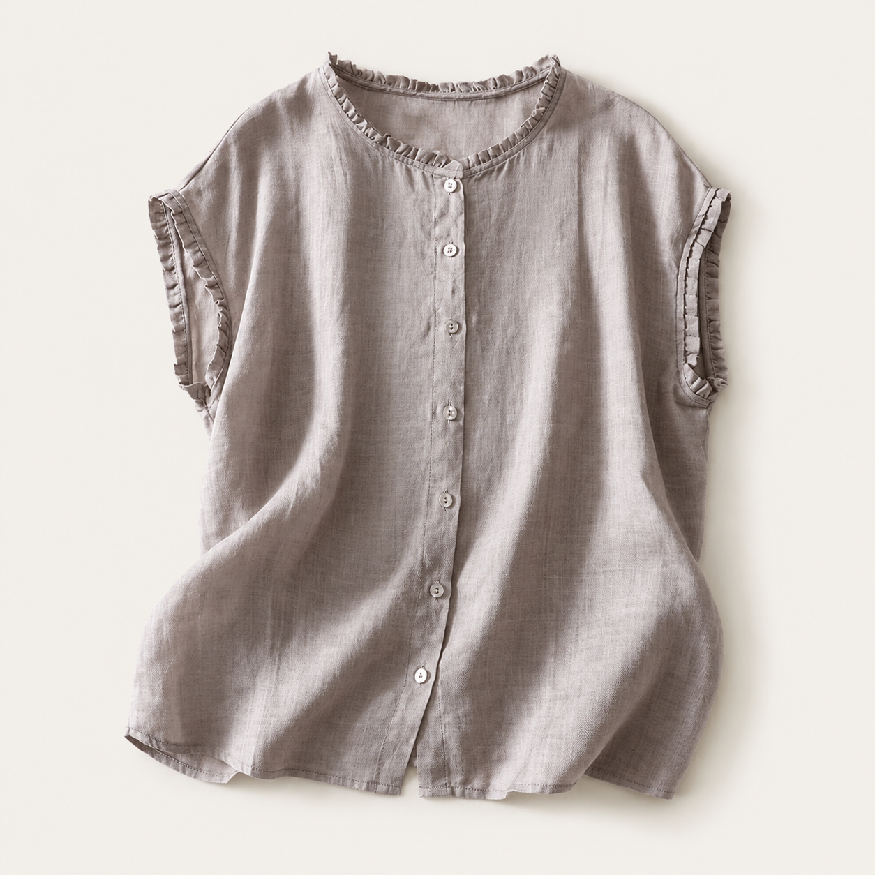 Ines - Blusa de Lino con Encaje para Mujer