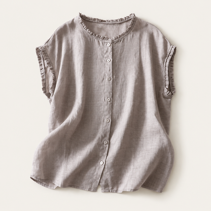 Ines - Blusa de Lino con Encaje para Mujer