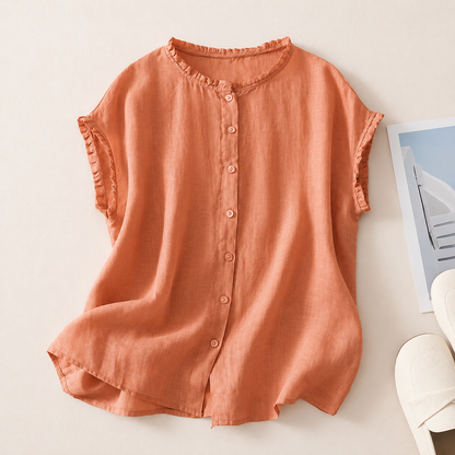 Ines - Blusa de Lino con Encaje para Mujer