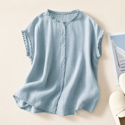 Ines - Blusa de Lino con Encaje para Mujer