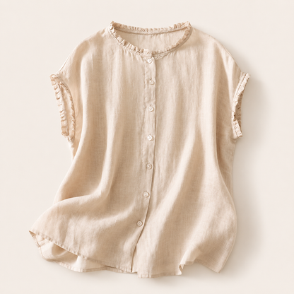 Ines - Blusa de Lino con Encaje para Mujer