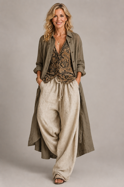 Élise | Conjunto de Lino de Tres Piezas para Mujer