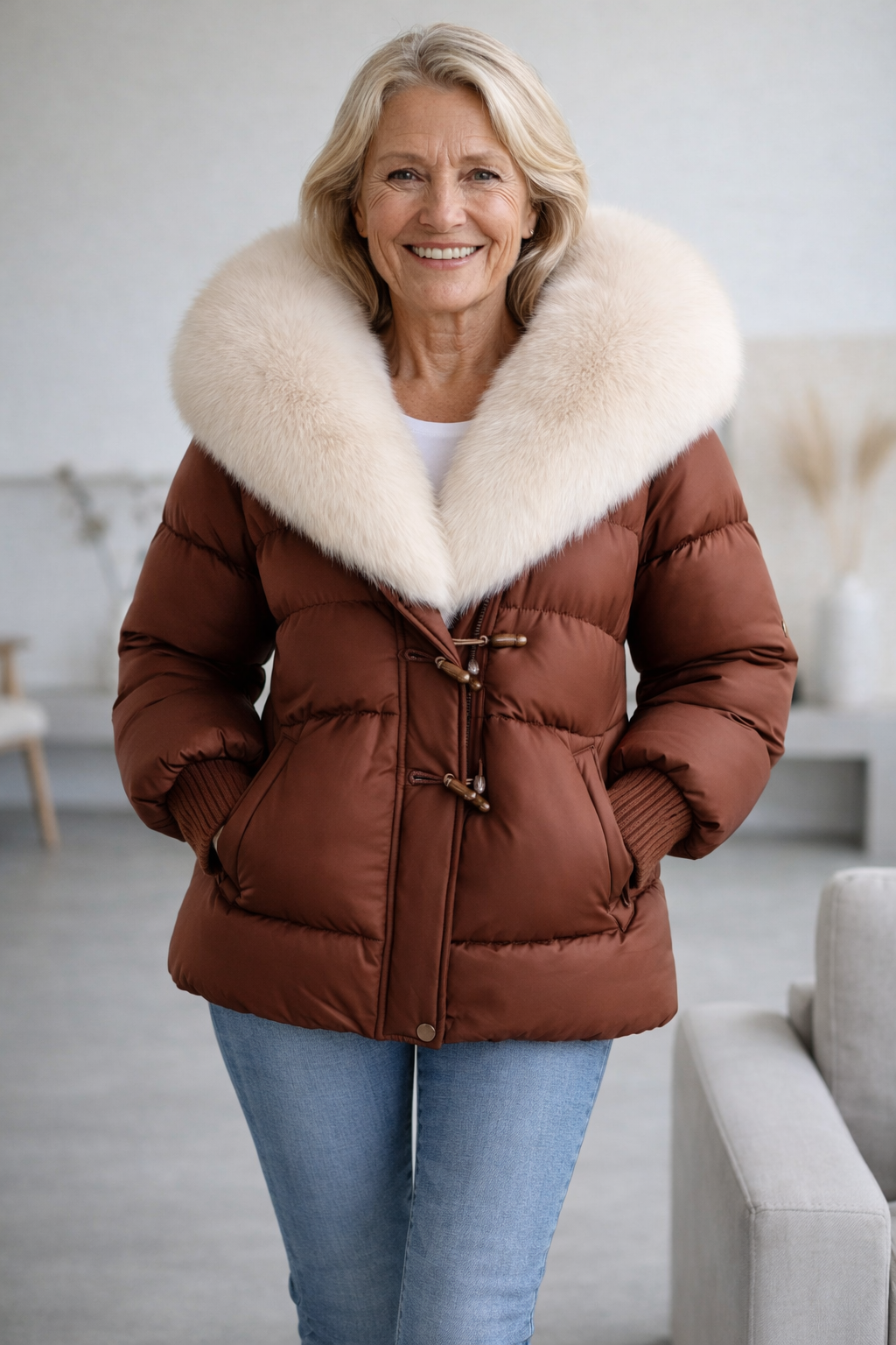 Evelien – Abrigo de Mujer invierno acolchado con cuello suave