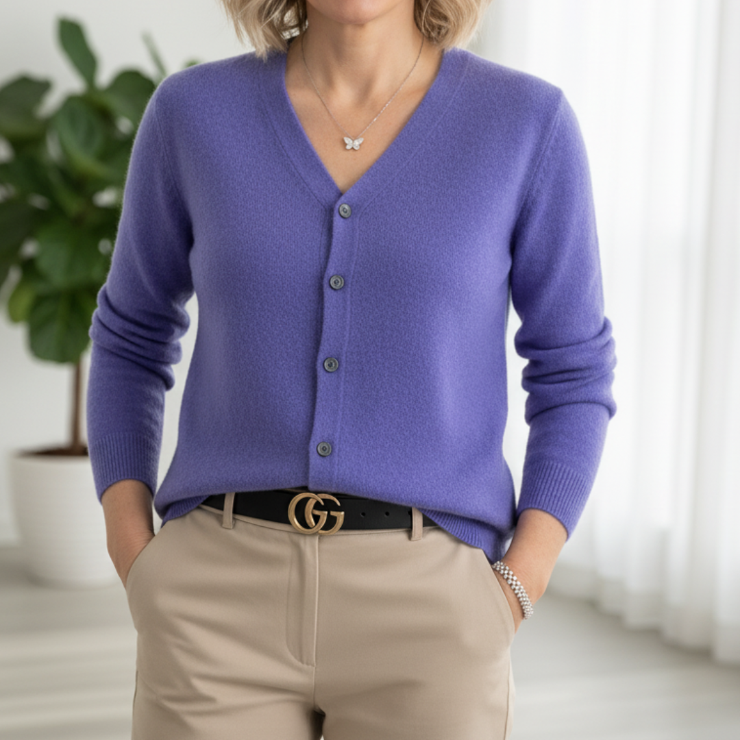 Anna | Suéter de lana merina para mujer con cuello O y botones