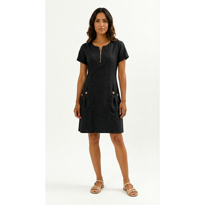 Lucía - Vestido de manga corta premium con cremallera para Mujer