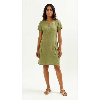 Lucía - Vestido de manga corta premium con cremallera para Mujer