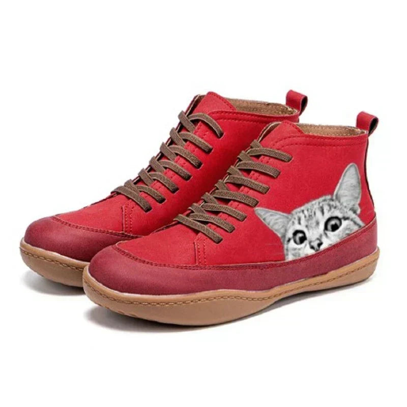 Fenna -  Botines de piel para amantes de los gatos