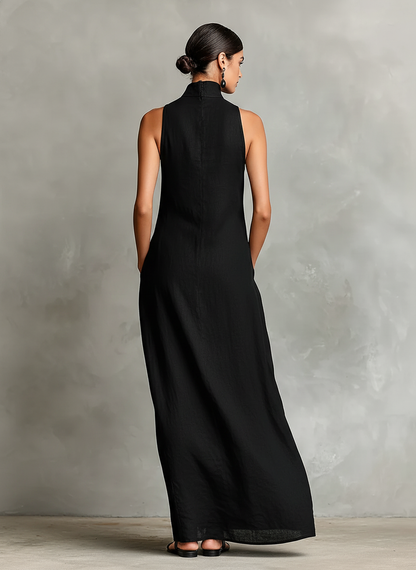 Caterina | Vestido largo negro minimalista para Mujer