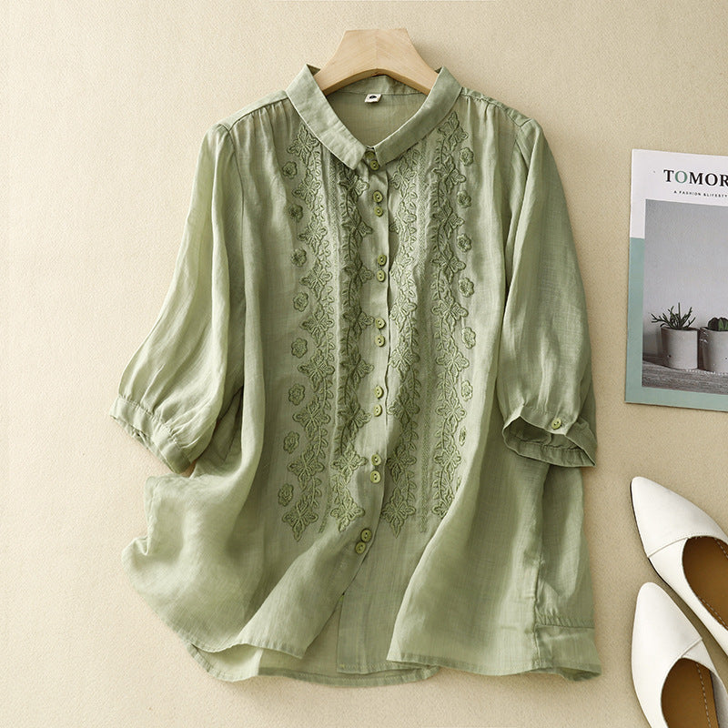 Laurienne™ | Blusa bordada con botones