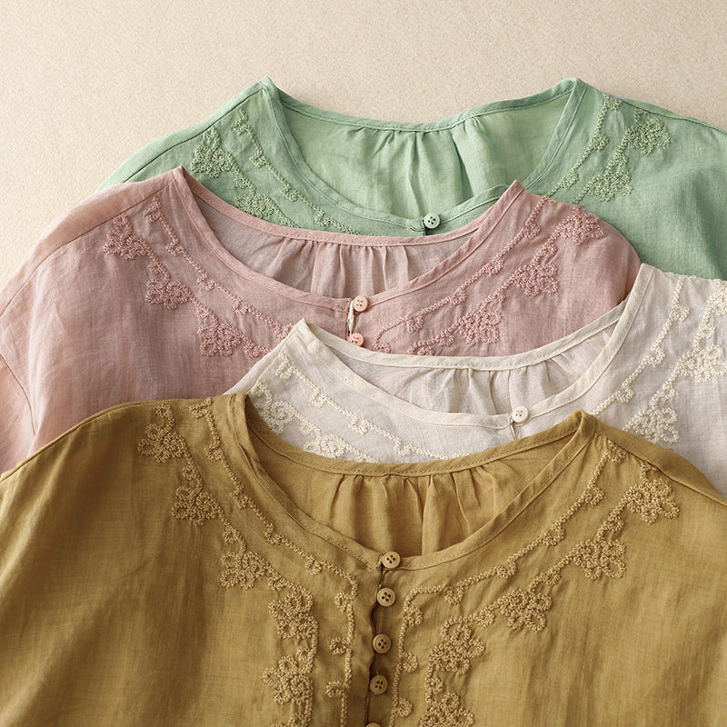 Laurienne™ | Blusa bordada con botones
