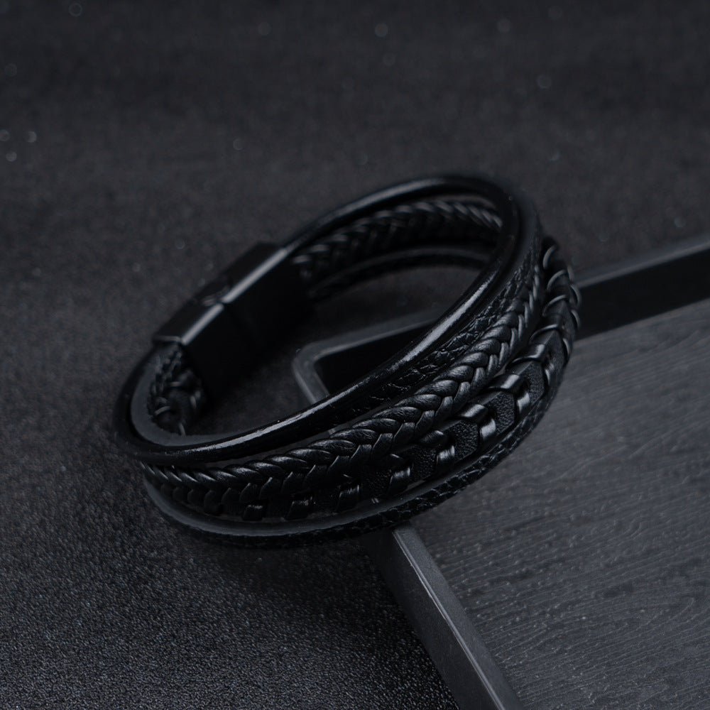 Cruz - Pulsera de cuero para hombres – robusta, elegante y atemporal