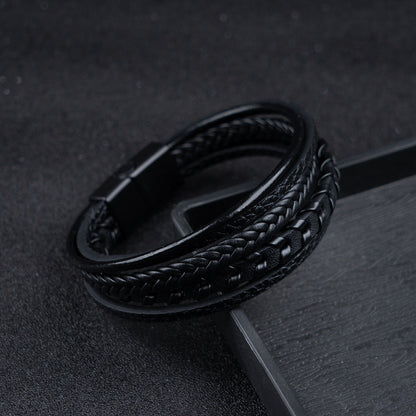 Cruz - Pulsera de cuero para hombres – robusta, elegante y atemporal
