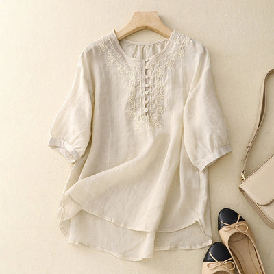 Laurienne™ | Blusa bordada con botones