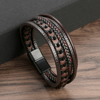 Cruz - Pulsera de cuero para hombres – robusta, elegante y atemporal