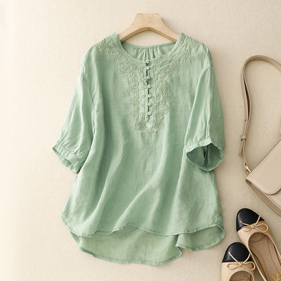 Laurienne™ | Blusa bordada con botones