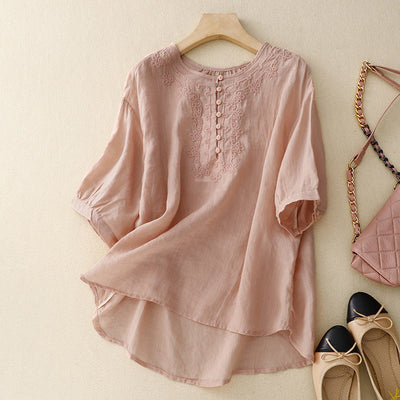 Laurienne™ | Blusa bordada con botones