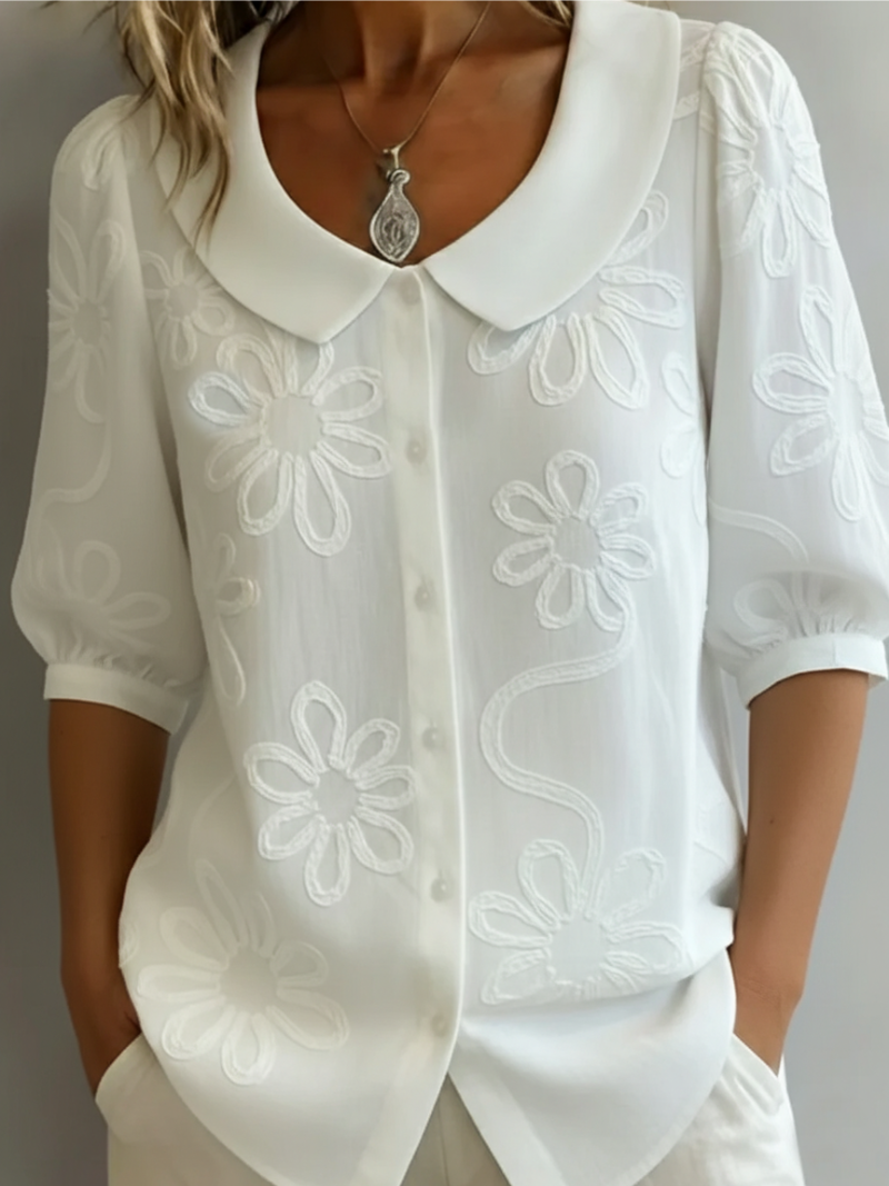 Sara – Blusa de Mujer con flores bordadas