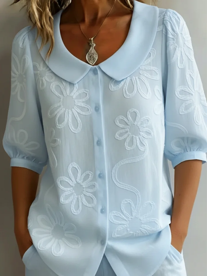 Sara – Blusa de Mujer con flores bordadas