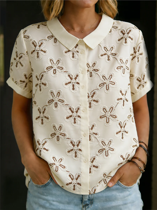 Maaike – Blusa con cuello y flores para Mujer