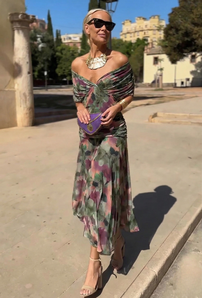 Alondra - Vestido Largo con Estampado Floral Fantasía y Escote en V para Mujer