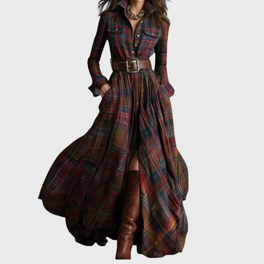 Lina - Maxi vestido a cuadros