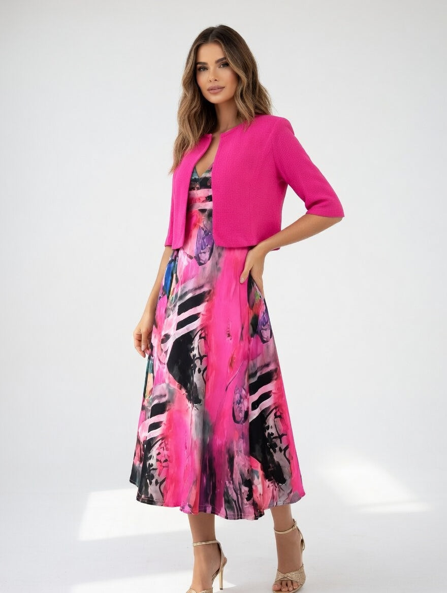 Maéliane -  Vestido midi impreso elegante fluido para Mujer