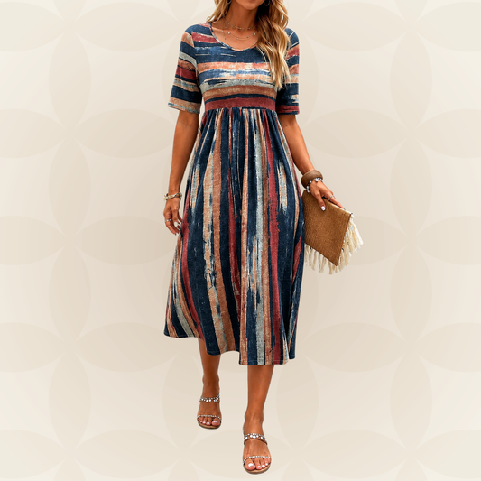 Noèle - Vestido Midi Rayado Camuflante del Vientre para Mujer