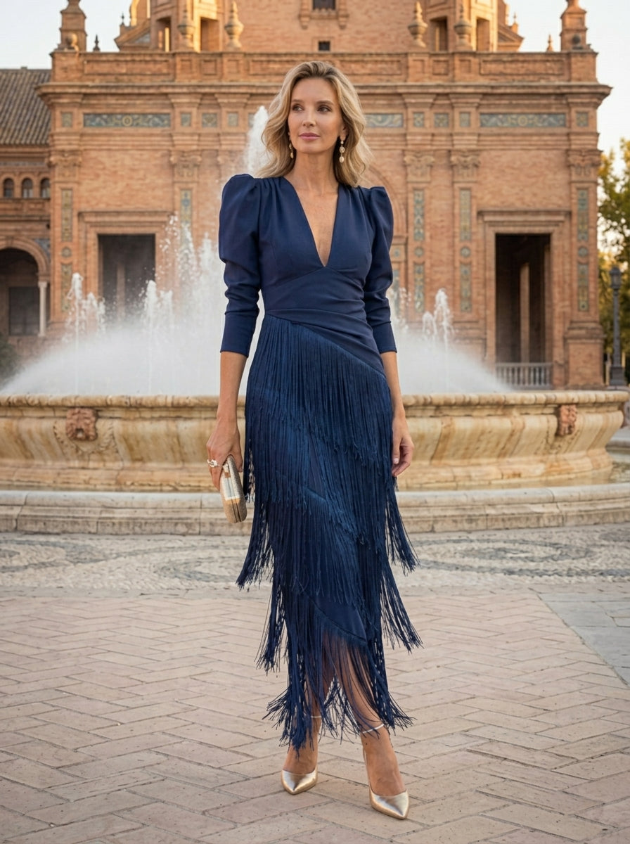 Salvia - Vestido Flecos para Mujer