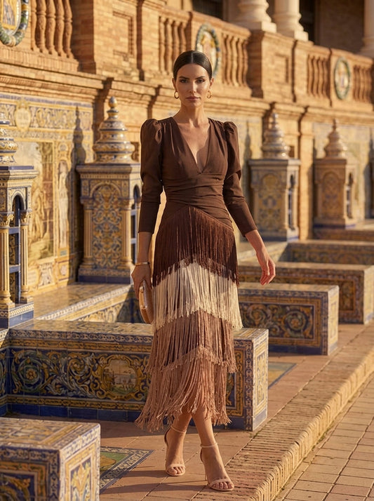 Salvia - Vestido Flecos para Mujer