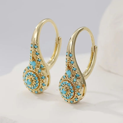 Rusai - Pendientes de Oro en Forma de Lágrima con Mosaico Turquesa para Mujer