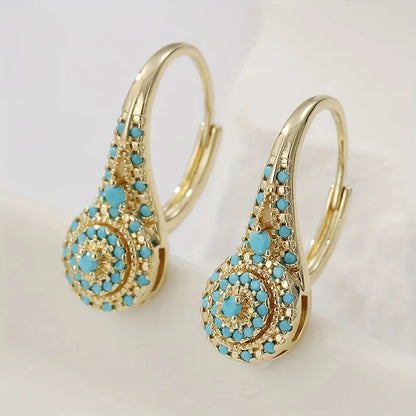 Rusai - Pendientes de Oro en Forma de Lágrima con Mosaico Turquesa para Mujer