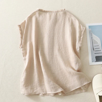 Ines - Blusa de Lino con Encaje para Mujer