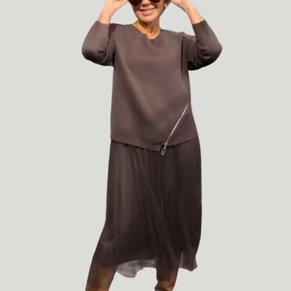 Ullé | Vestido elegante de punto y tul para mujer